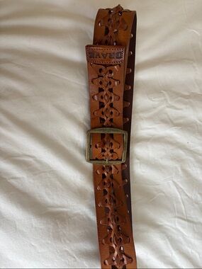 Brave Woven Leather Women's Tan Belt with Antiqued Buckle